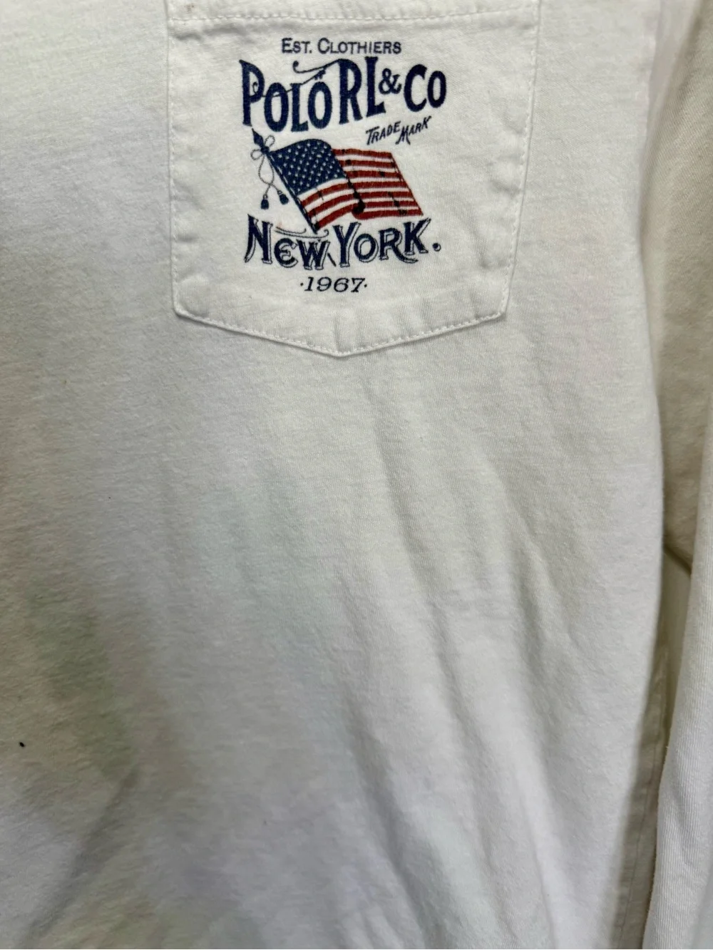 Polo by Ralph Lauren White Long-Sleeve Pocket Tee with Logo